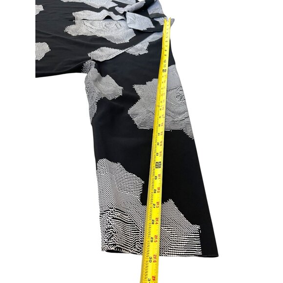 Norma Kamali Black White Rose Print Drape Open Front Kimono Coat Jacket Small - Picture 8 of 9